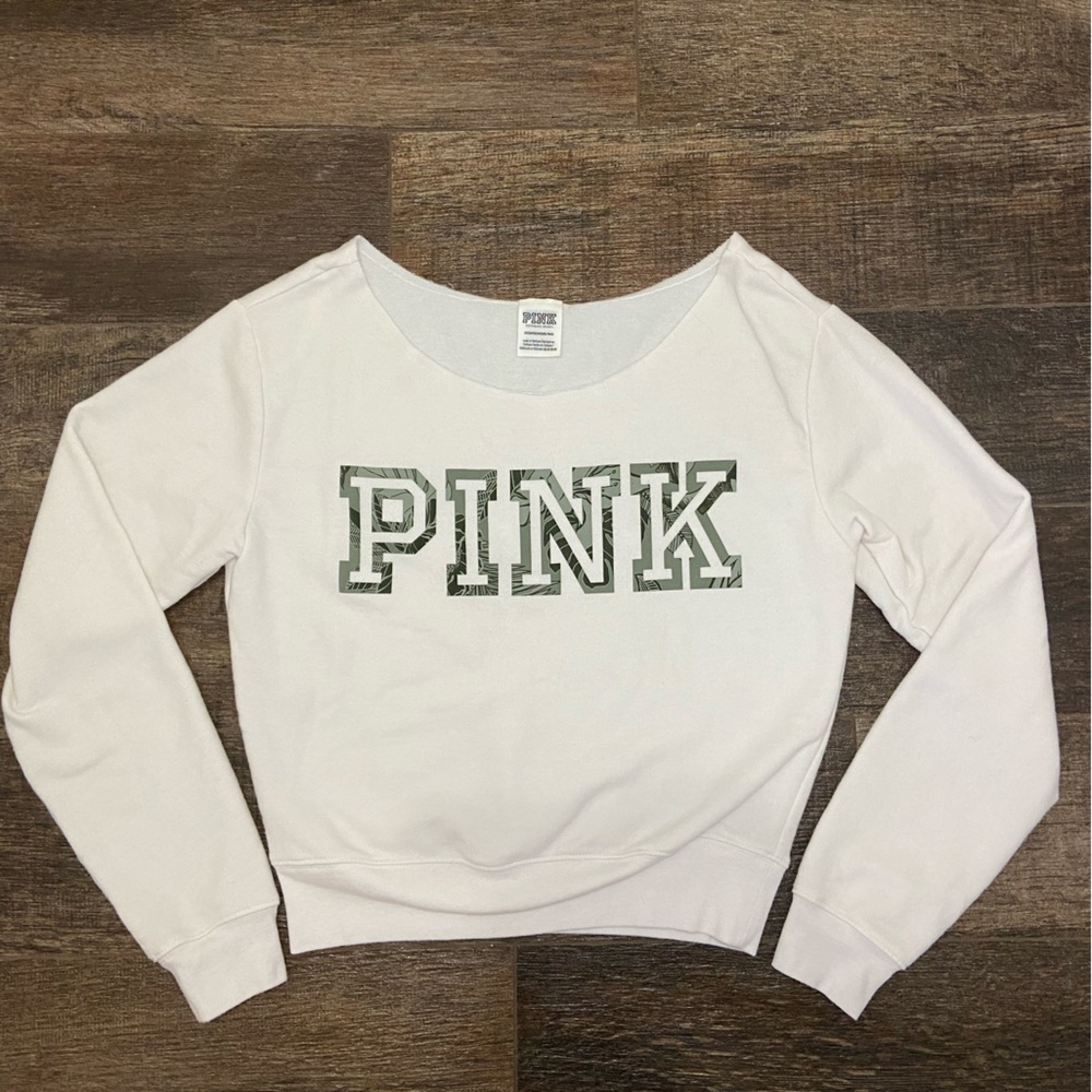 PINK Cropped Cream Long Sleeve. Size XS.